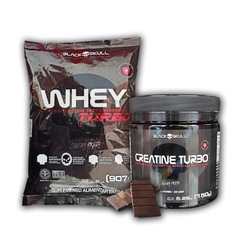 Kit Whey Turbo 907g mais Creatina Turbo 150g - Black Skull - Foto 1