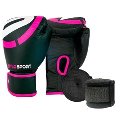 Luva Muay Thai Boxe Treino Profissional Stylo + Bandagem Elástica - Foto 1