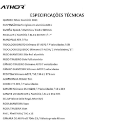 Bicicleta Aro 700 Athor Speed Estrada VOne Freio Side Pull Shimano 14 Velocidades - Foto 7