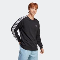 Blusão de Moletom sem Capuz adidas Essentials 3-Stripes - Masculino - Foto 3