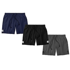 Kit Bermudas Tactel Black Bear com Bolsos e Listras - 3 Unidades - Masculina - Foto 1