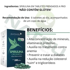 Kit Spirulina Premium Orgânica Puravida - 200 Tabletes - 2 Unds - Foto 4