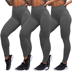 Kit de Calça Legging Belmento Suplex Academia Básica - Feminina - 3 Unds - Foto 1
