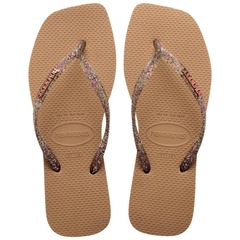 Chinelo Havaianas Square Logo Metallic Bico Quadrado - Feminino - Foto 1