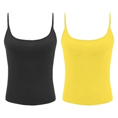 Kit Camisetas Regata PMC de Alcinha Básica - 2 Unidades - Feminina - Foto 1