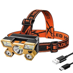 Lanterna de Cabeça SML 5 LED´s Super Forte Recarregável Resistente a Água - Foto 1