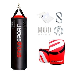 Kit de Luta Stylo Sports: 1 Saco de Pancada - 120cm + Luvas de Treino Bate Saco + 1 Suporte - Foto 1