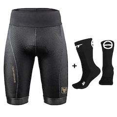 Bermuda de Ciclismo Free Force Performance Gel - Masculina + Par de Meia - Foto 1