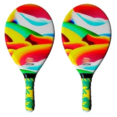 Raquete de Frescobol Crypton Fibra de Vidro Premium - 2 Unidades - Foto 1