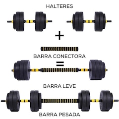 Kit de Halteres Yangfit com Anilhas e Barra - 25kg - Foto 2
