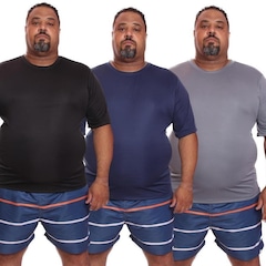 Kit de Camisas Térmica Dellas Fit Dry Fit Plus Size com Proteção Solar Uv - 3 Unidades - Masculina - Foto 1