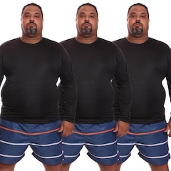 Kit de Camisas Térmica Dellas Fit Dry Fit Plus Size Manga Longa com Proteção Solar Uv - 3 Unidades - Masculina - Foto 4