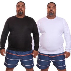 Kit de Camisas Térmica Dellas Fit Dry Fit Plus Size Manga Longa com Proteção Solar Uv - 2 Unidades - Masculina - Foto 1