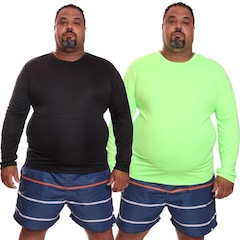 Kit de Camisas Térmica Dellas Fit Dry Fit Plus Size Manga Longa com Proteção Solar Uv - 2 Unidades - Masculina - Foto 1