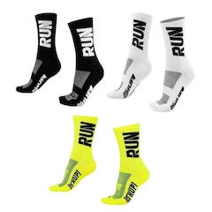 Kit Meias Cano Médio HUPI Corrida Run - 3 Pares - Unissex - Foto 2