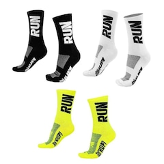 Kit Meias Cano Médio HUPI Corrida Run - 3 Pares - Unissex - Foto 1