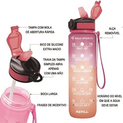 Squeeze Gold Sports Plástica Fitness Siliconada II com Canudo - 900ml - Foto 3