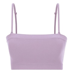 Top Fitness She Faixa Microfibra sem Costura Canelado - Feminino - Foto 1