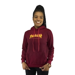 Blusão de Moletom com Capuz Thrasher Canguru Flame Logo - Feminino - Foto 1