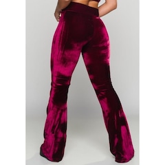 Calça Flare Veludo Molhado Pantalona Cintura Alta Mvb Modas - Feminina - Foto 2