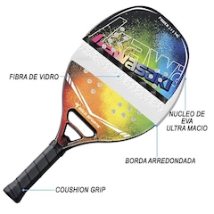 Raquete Beach Tennis Gold Sports Power 211MC Kawasaki Carbon - 2 Overgrip e Capa - Foto 2
