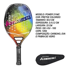 Raquete Beach Tennis Gold Sports Power 211MC Kawasaki Carbon - 2 Overgrip e Capa - Foto 5