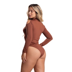 Body Fitness Mvb Modas Manga Longa Gola Alta Ombro - Feminino - Foto 3