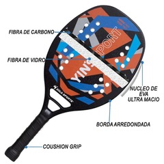 Raquete Beach Tennis Gold Sports Yins Convoy carbon Pro Advance - Foto 2