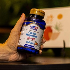 Cálcio Magnésio Zinco com Vitamina D3 e K2 Vitgold - 100 Comprimidos - Foto 3