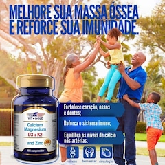 Cálcio Magnésio Zinco com Vitamina D3 e K2 Vitgold - 100 Comprimidos - Foto 4