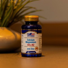 Cálcio Magnésio Zinco com Vitamina D3 e K2 Vitgold - 100 Comprimidos - Foto 5