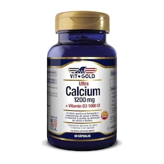 Ultra Cálcio 1200mg + Vitamina D3 1000UI Vitgold - 60 Cápsulas - Foto 1