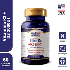 Vitamina K2 60mcg + Vitamina D3 2000UI Vitgold - 60 Cápsulas - Foto 4