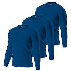 Kit de Camisas Térmica Segunda Pele Performance Moda Manga Longa com Proteção Solar 50+ - 3 Unidades - Masculina - Foto 1