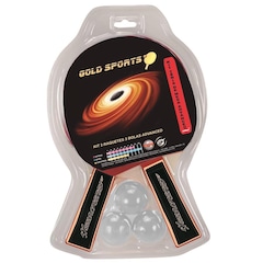 Kit Tênis de Mesa Gold Sports Advanced: 2 Raquetes + 3 Bolas - Foto 1