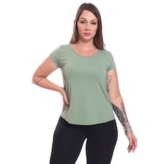 Camiseta Dellas Fit Dry Fit Manga Curta Baby Look Tshirt Básica Lisa Academia Treino Esporte - Feminina - Foto 1