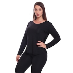 Camiseta Dellas Fit Manga Longa Dry Fit Básica Lisa Blusa Academia Treino Esporte - Feminina - Foto 1