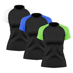 Camiseta Whats Wear Raglan com Proteção Solar UV - 3 unidades - Feminina - Foto 1