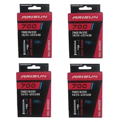 Kit Câmaras de Ar Arisun 700 X 18/25 Bike Bico Fino 60mm - 4 unidades - Foto 1