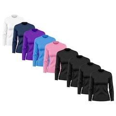 Kit de Camisas Térmica Adriben Manga Longa Dry Fit com Proteção Solar - 9 Unidades - Feminino - Foto 2