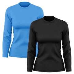 Kit de Camisas Térmica Adriben Dry Fit Manga Longa com Proteção Solar - 2 Unidades - Feminino - Foto 1