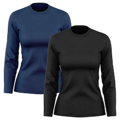 Kit de Camisas Térmica Adriben Dry Fit Manga Longa com Proteção Solar - 2 Unidades - Feminino - Foto 1
