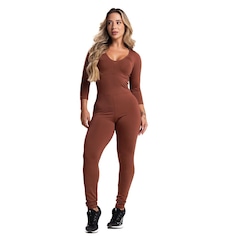 Macacão Fitness MVB Modas Longo 3/4 Costa Fechada Fitness Suplex - Feminino - Foto 1