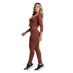 Macacão Fitness MVB Modas Longo 3/4 Costa Fechada Fitness Suplex - Feminino - Foto 2