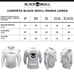 Camiseta Black Skull Manga Longa Dry Fit - Masculina - Foto 3