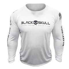 Camiseta Black Skull Manga Longa Dry Fit - Masculina - Foto 1