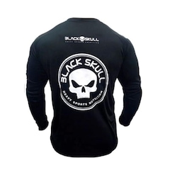 Camiseta Black Skull Manga Longa Dry Fit - Masculina - Foto 2