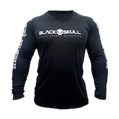 Camiseta Black Skull Manga Longa Dry Fit - Masculina - Foto 1