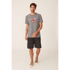 Camiseta NBA Estampada Vinil Chicago Bulls Casual - Masculina - Foto 3
