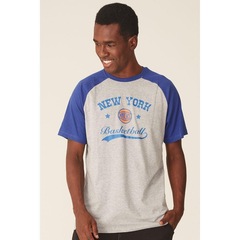 Camiseta Nba Raglan Estampada New York Knicks Casual Mescla - Masculina - Foto 1